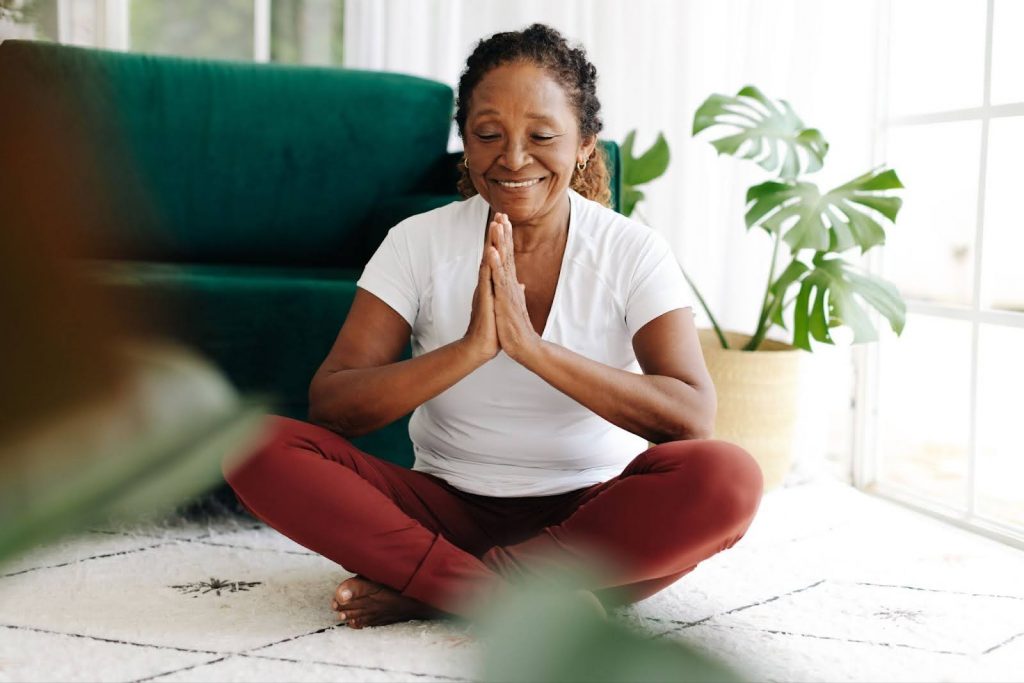 Woman doing yoga exercises.